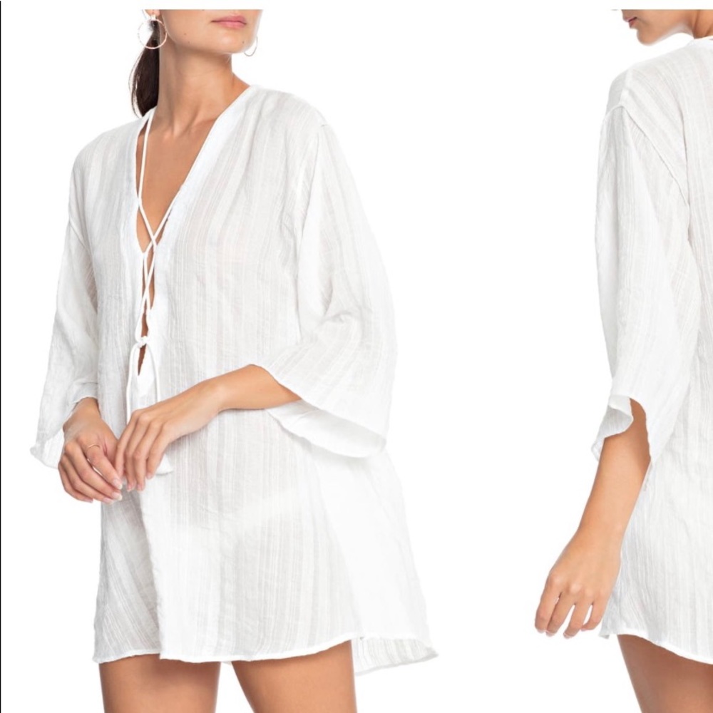 Robin Piccone White V-Neck Tie-Front Swim Coverup
